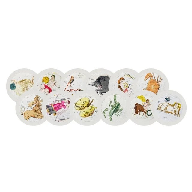 Contemporary Nicolette Mayer Zodiac White 16" Round Pebble Placemats, Set of 12 For Sale - Image 3 of 3