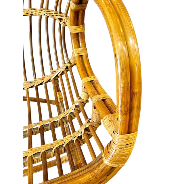 Brown Late 20th Century Vintage Franco Albini Style Bamboo Rattan Scoop Loveseat For Sale - Image 8 of 12