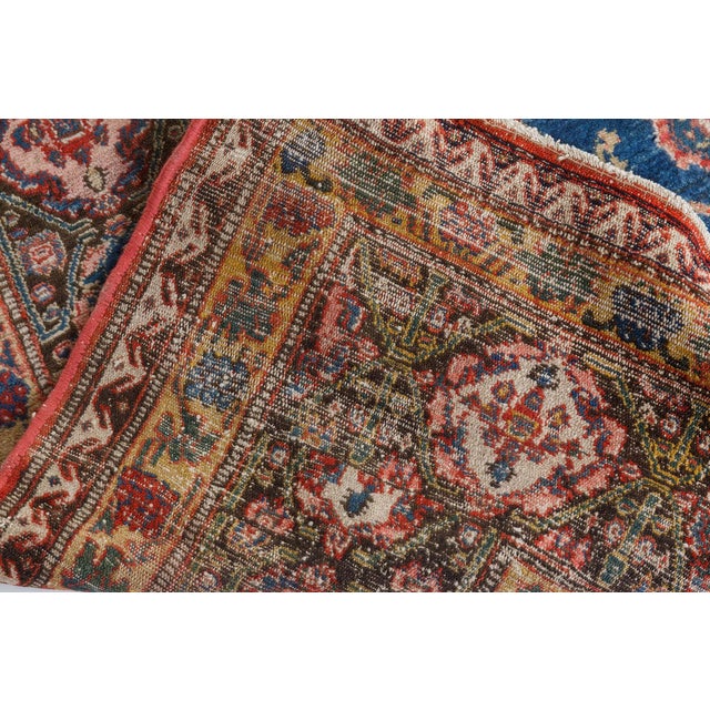 Persian Authentic 19th Century Persian Senneh Red Handmade Wool Carpet For Sale - Image 3 of 9