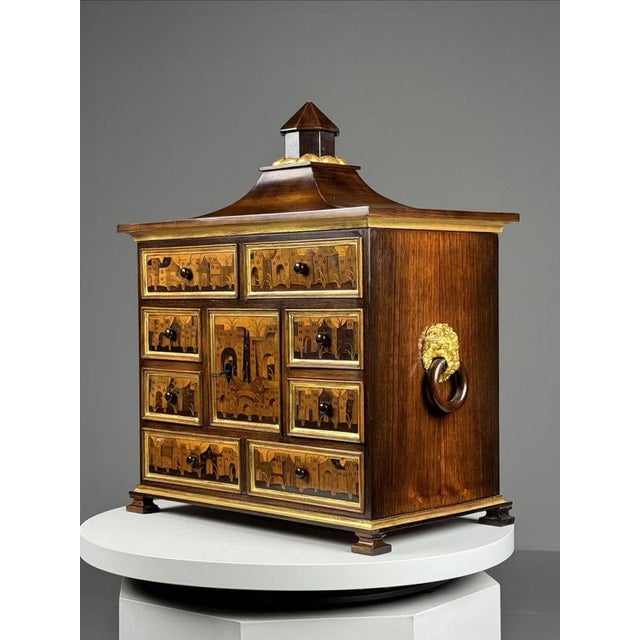 Small Art Cabinet with Achitectural Marquetry, 1700s For Sale - Image 5 of 18