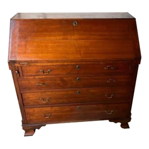 Antique 19th Century Chippendale Style Mahogany Slant Front Desk.