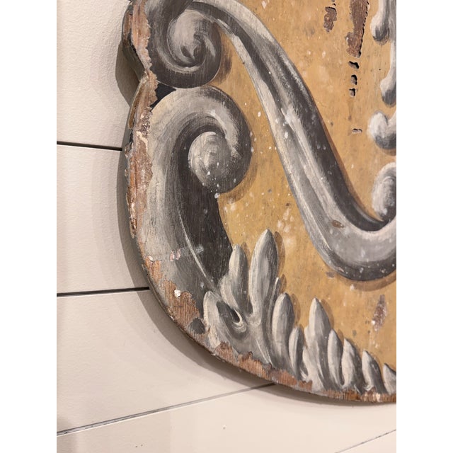 Gray 19th Century Italian Heraldic Wood Shield For Sale - Image 8 of 11