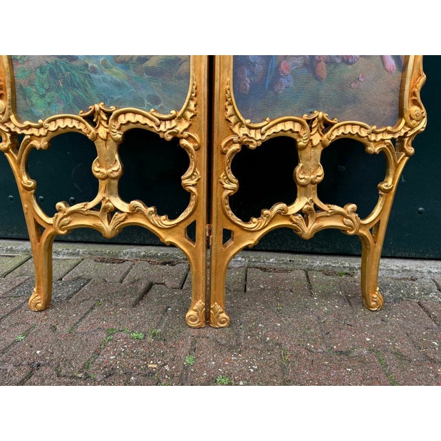 1960 French Louis XVI Gold Beech Screen Room Divider - 2 Panels For Sale - Image 11 of 17
