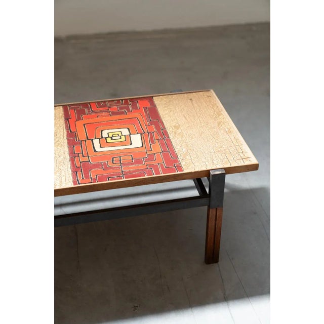 1950s Mid-Century Italian Afrormosia, Iron & Colored Resin Coffee Table, 1950s For Sale - Image 5 of 11