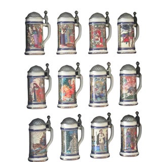 1990s Beer Steins Represents the 12 Fairy Tales For Sale