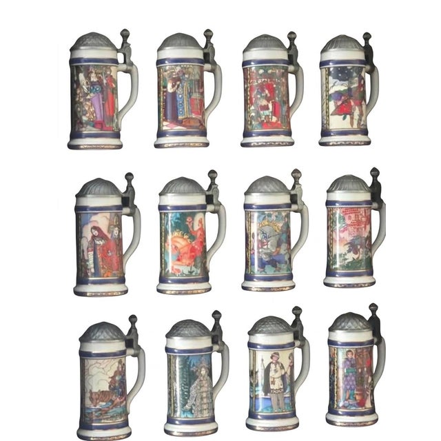 1990s Beer Steins Represents the 12 Fairy Tales For Sale