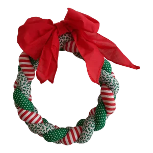 Vintage Quilted Stuffed Christmas Wreath With Bow