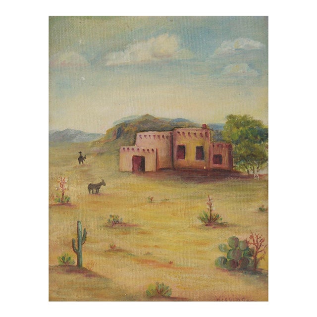 Red Adobe House in the Desert by Elizabeth Ann Higgins For Sale