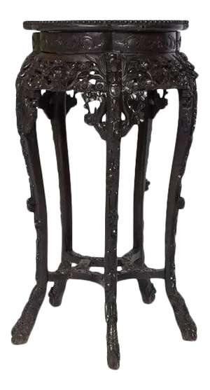 Antique 19th Century Chinese Rosewood Marble Top Plant Stand