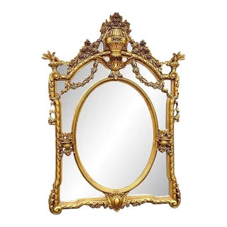 Late 20th Century Italian Baroque Gold Beech Wood Wall Mirror For Sale