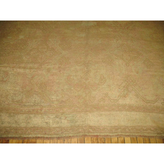 Early 20th Century Large Pink Antique Turkish Oushak Pale Pink Rug - 8'1" x 17'1" For Sale - Image 5 of 5