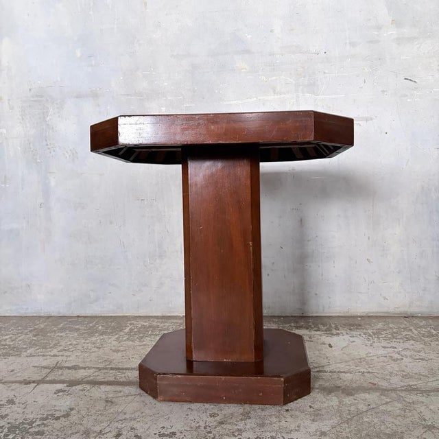 Art Deco Walnut Pedestal Side Table, 1930s For Sale - Image 4 of 10