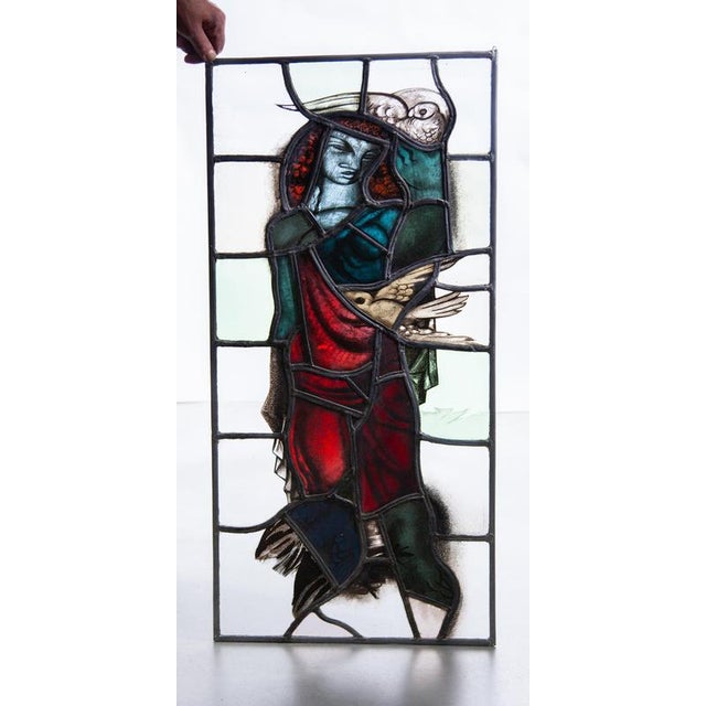 Glass Hand-Crafted Art Glass Window, 1950 For Sale - Image 7 of 14
