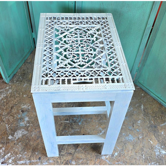 White Late 19th Century Victorian Cast Iron Floor Grate End Table For Sale - Image 8 of 12