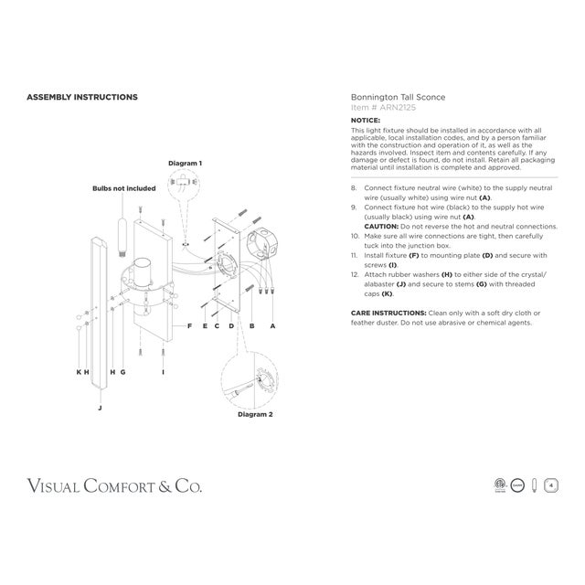 Metal AERIN for Visual Comfort Signature Bonnington Tall Sconce in Polished Nickel with Alabaster For Sale - Image 7 of 7