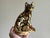 1980s Modernist Sitting Golden Cat Sculpture - Hand Painted Gilt Gold With Blue Glass Eyes For Sale - Image 10 of 10