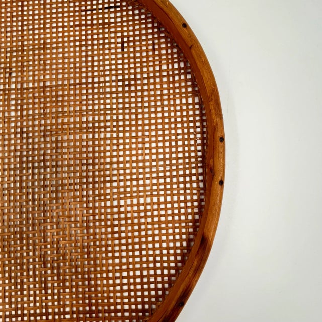 Mid-Century Chinoiserie Cane Wicker and Bamboo Large Herb Drying Basket Tray or Wall Hanging For Sale - Image 11 of 12