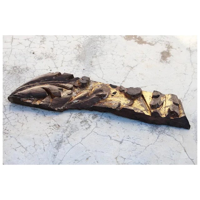 Antique Overdoor 18th Century, Carved and Gold Leaf Portuguese Baroque Fragment For Sale - Image 6 of 9