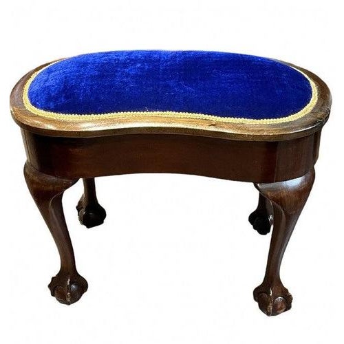 Textile Antique Stool with New Upholstery For Sale - Image 7 of 7