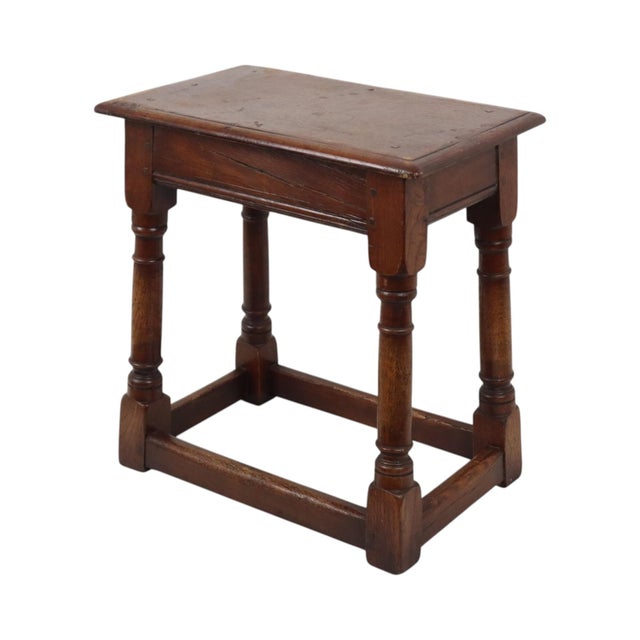 Brown Antique Oak English Joint Stool For Sale - Image 8 of 18