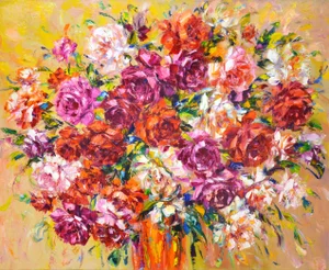 Roses for Good Luck.Modern Original Painting.Iryna Kastsova