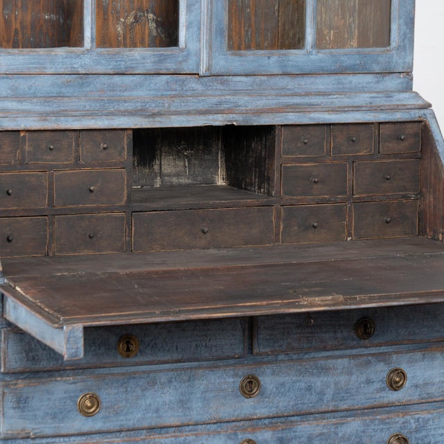 Mid 19th Century Swedish Blue Painted Pine Secretary For Sale - Image 6 of 14