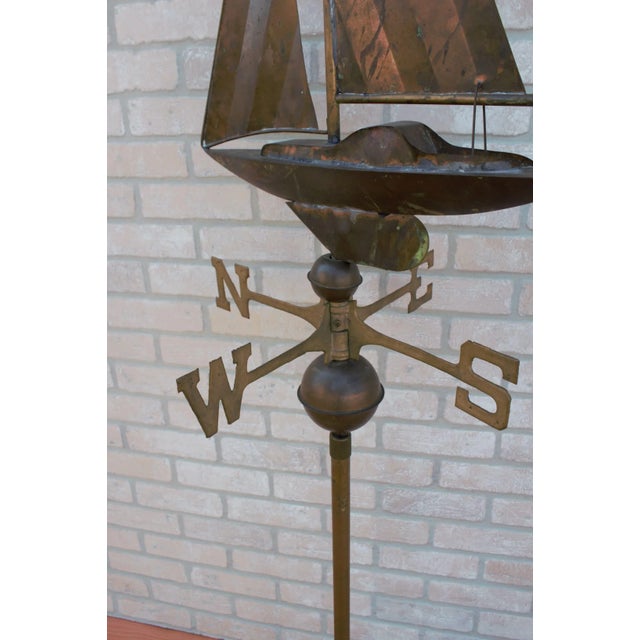 Metal Vintage Copper Boat Weathervane For Sale - Image 7 of 13