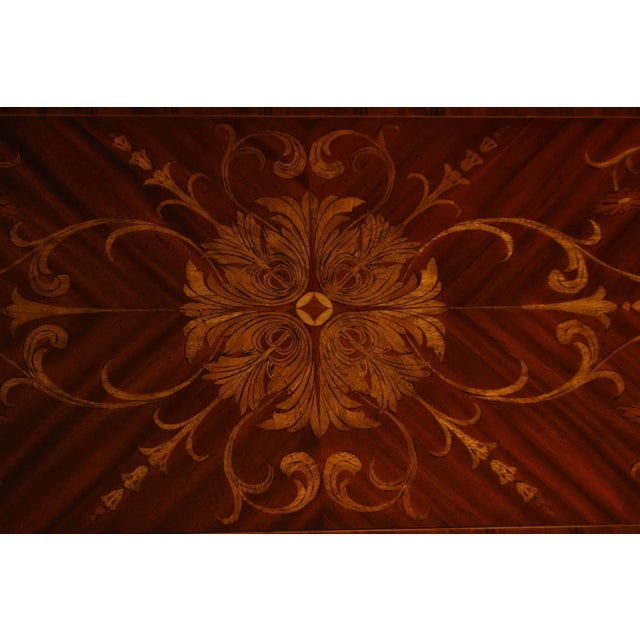 Maitland-Smith Georgian Style Carved Mahogany Inlaid Console Table For Sale - Image 16 of 18
