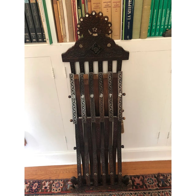 Antique Wood Moorish Syrian Folding Chair with Mother of Pearl Inlay For Sale - Image 12 of 13