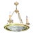 1950s Masterpiece Art Deco Design White Alabaster Chandelier Circular Wooden Frame For Sale