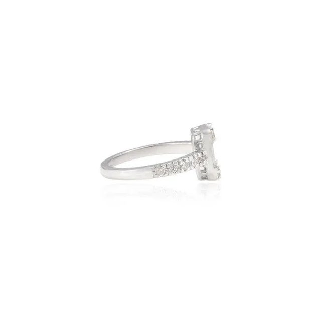 1 Carat Diamond Cluster Engagement Ring for Women in 18k Solid White Gold Size 7 For Sale - Image 4 of 11