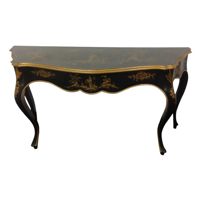 1970s Asian Modern Hand Painted Console Table For Sale