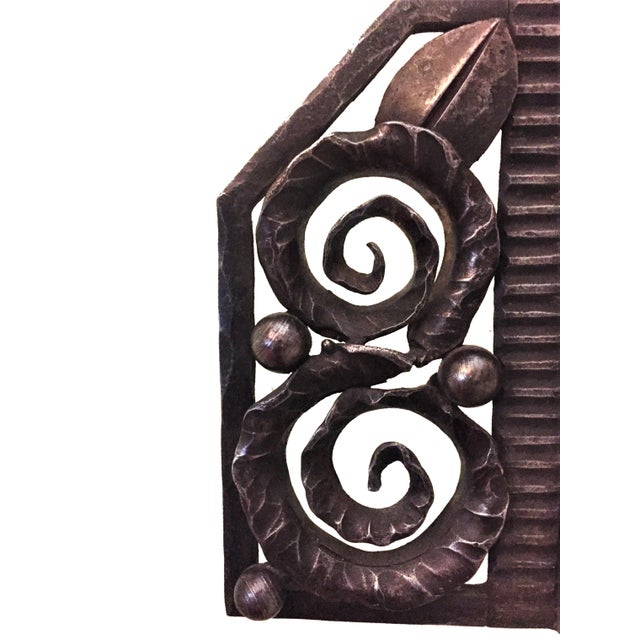 Art Deco Art Deco Wrought Iron Wall Mirror, signed A. Valentin, circa 1920s For Sale - Image 3 of 5