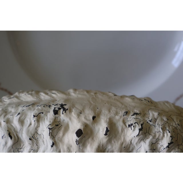 Vintage Hand-Painted English Country Grazing Sheep Sculpture on Green Plinth For Sale - Image 15 of 18