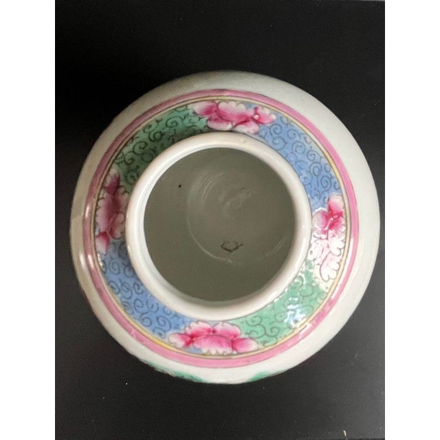 Cornflower Blue Antique Chinese Petite Famille Rose Pastel Ginger Jar For Sale - Image 8 of 13