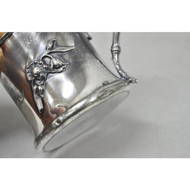 Antique Forbes Silver Co Art Nouveau Floral Monogramed Silver Plated Shaving Mug For Sale - Image 14 of 15