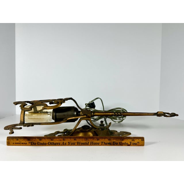 Brass Spanish Revival Brass Wall Sconce: Gothic Dragon Design, c. 1910-1920 For Sale - Image 8 of 10