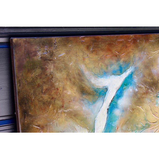 5' Signed Modern Contemporary Abstract Painting For Sale - Image 4 of 9