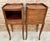 1940s Pair of French Louis XV Style Bedside Tables with Marquetry and Brass Hardware, Pair For Sale - Image 4 of 10