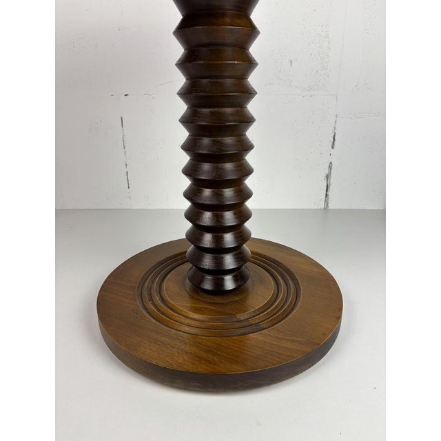 1950s Brutalist French Wood Turned Wine Press Side Table in the style of Charles Dudouyt, 1950s For Sale - Image 5 of 12