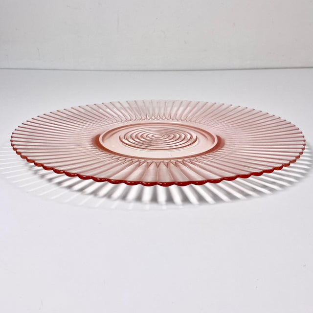 Early 20th Century Early 20th C Art Deco Hollywood Regency Boho Chic Depression Era Pink Glass Starburst Charger For Sale - Image 5 of 6