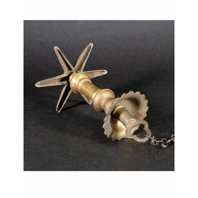 19th Century Rare Antique Judaica Hanging Bronze Jewish Synagogue or Temple Oil Lamp w Chain For Sale - Image 5 of 11