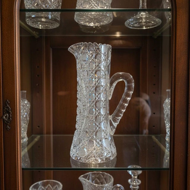 Glass Antique American Brilliant Cut Crystal Water Pitcher-Abp-Victorian-Edwardian For Sale - Image 7 of 11