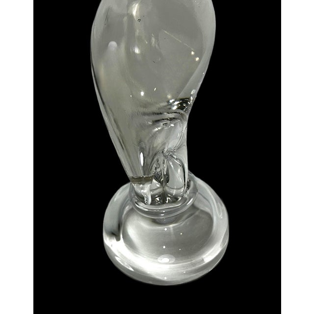 Late 20th Century Clear Art Glass Elephant Sculpture With Raised Trunk Attributed to Murano For Sale - Image 11 of 13