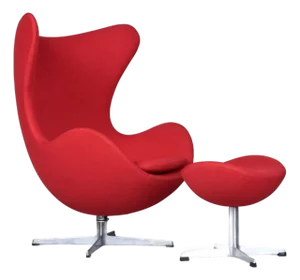 Restored 1965 Red Arne Jacobsen Fritz Hansen Egg Chair & Ottoman