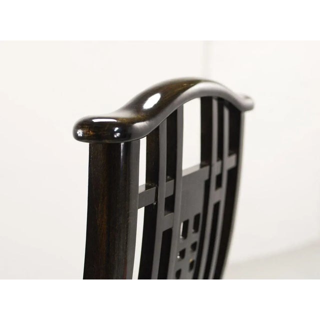 High Back Black Lacquered Dining Chairs with Fabric from Giorgetti, 1980s, Set of 4 For Sale - Image 14 of 17