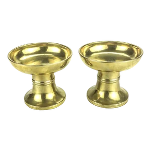 Heavy Solid Brass Pedestal Candle Holders a Pair