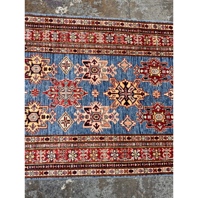3ft 4in × 10ft 4in Kazak Tribal Hand-Knotted Runner Rug, Vintage For Sale - Image 11 of 12