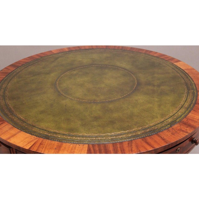 Hollywood Regency 19th Century Antique Mahogany Drum Table, 1830 For Sale - Image 3 of 10