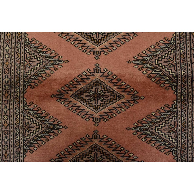 Textile Bokhara Jaldar Rug 3’1” X 4’10” Pink Wool Tribal Hand-Knotted Oriental Carpet For Sale - Image 7 of 11